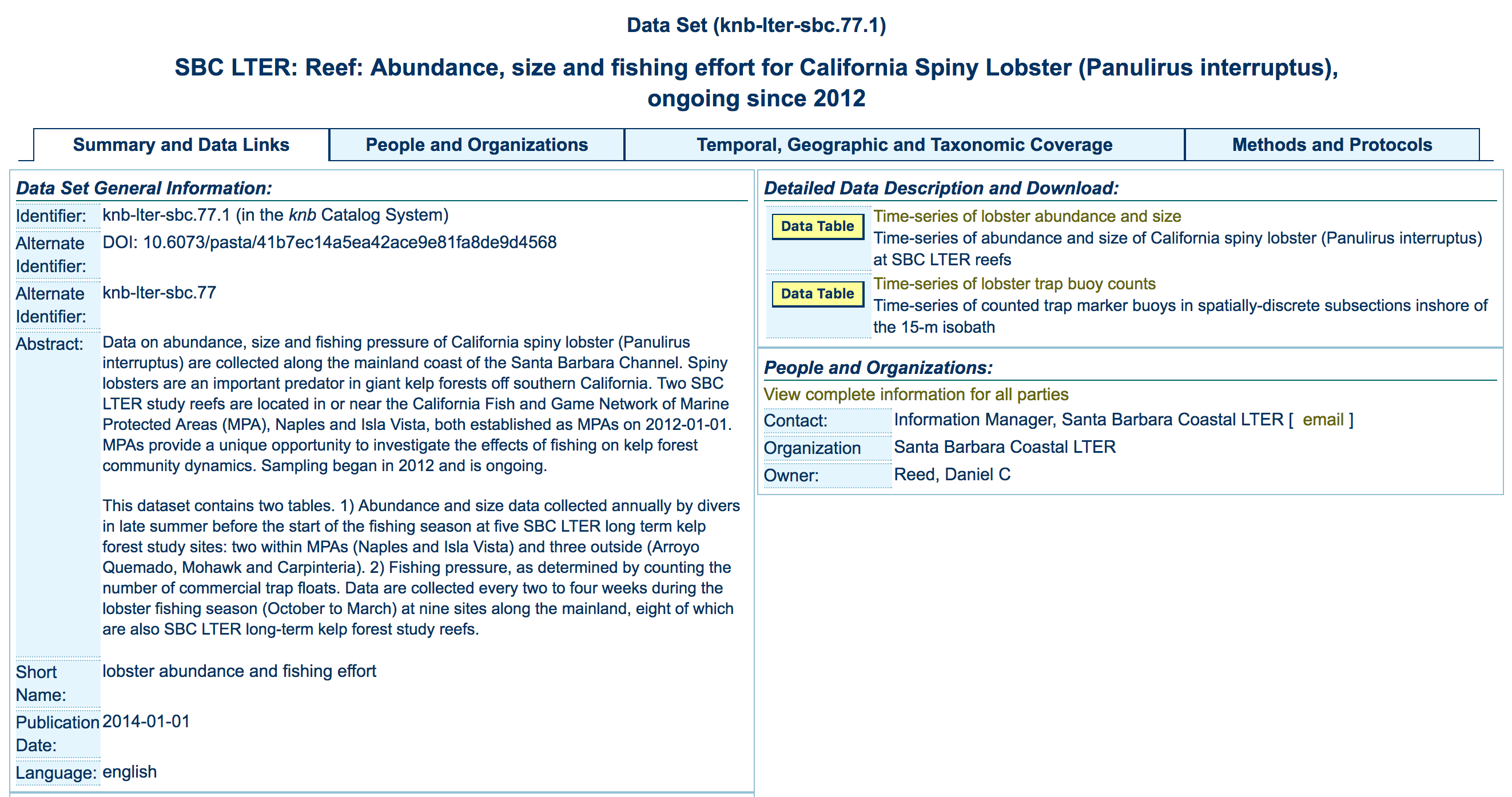 Santa Barbara LTER metadata record