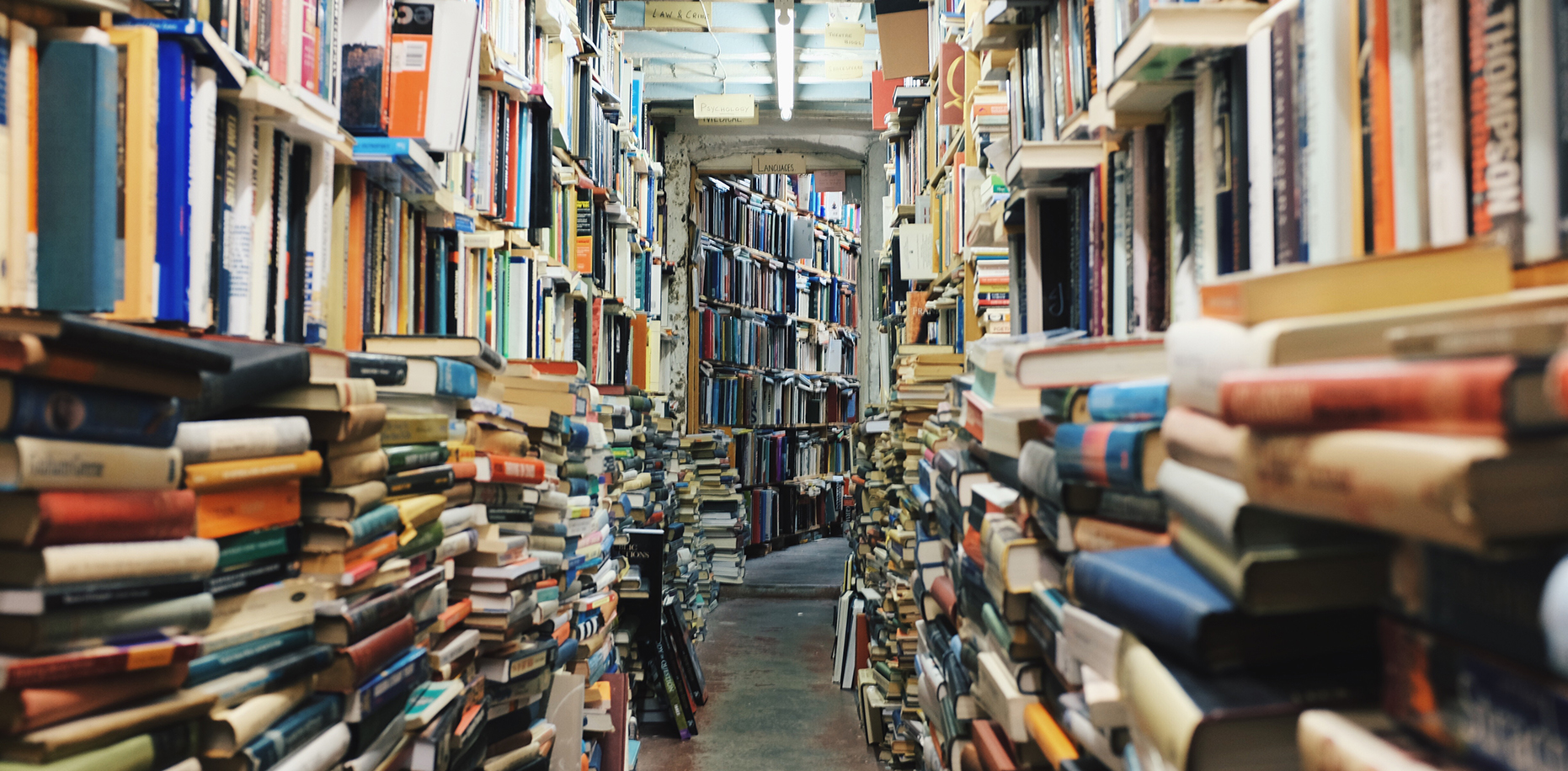 Photo of a hallway of books